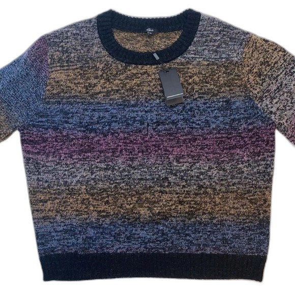 Rails Hailey Black Rainbow Wool Mohair Crewneck Sweater 2XL Balloon Sleeves NWT - Picture 2 of 11